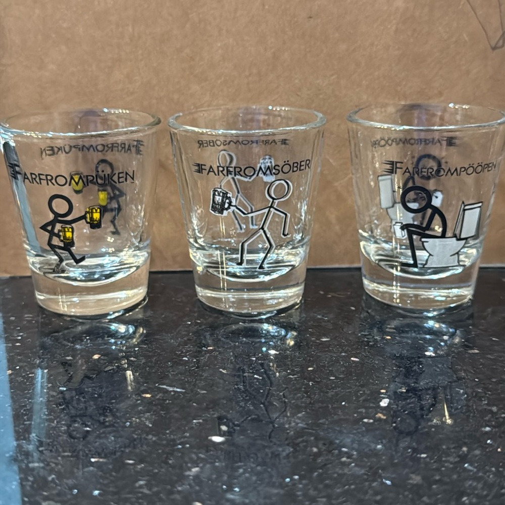 Set of 3 Shot Glasses- FUNNY